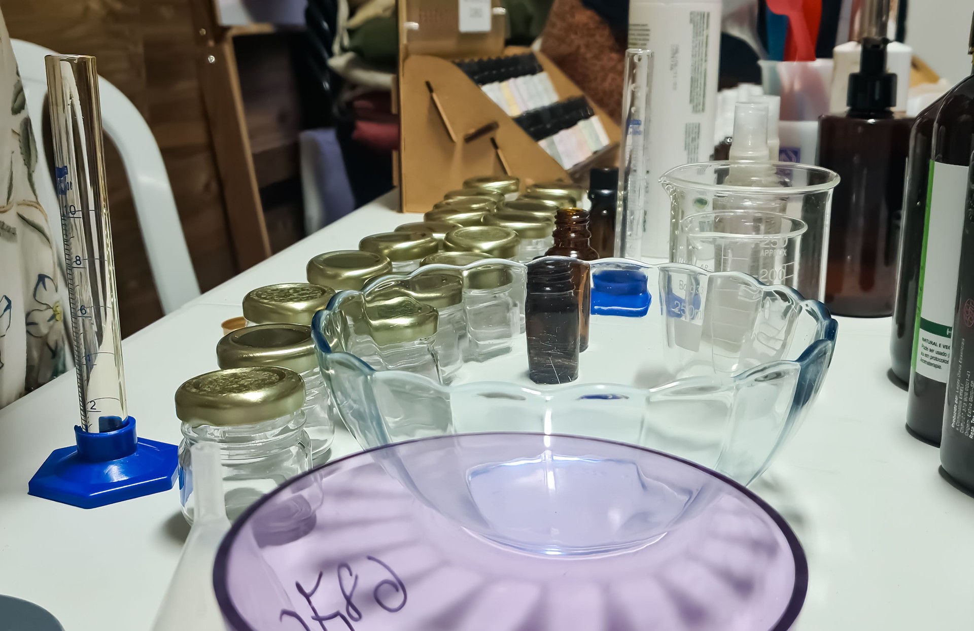 Aromatherapy class - laboratory equipment.